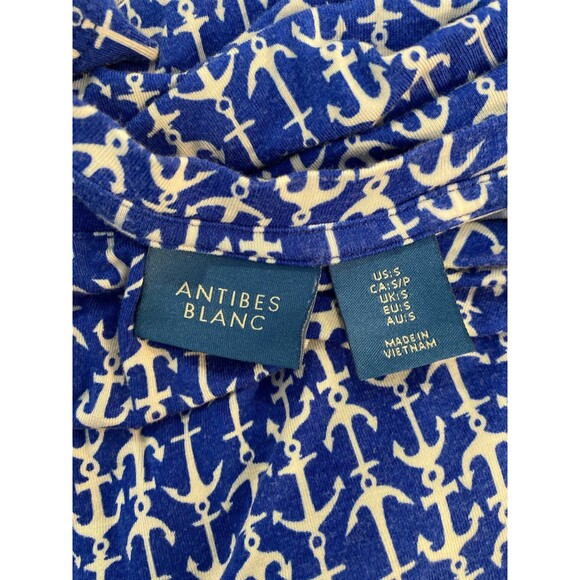 Antibes Blanc Royal Blue w/ anchor Pattern Stretchy 3/4 Sleeve Size Small Dress - Picture 7 of 11